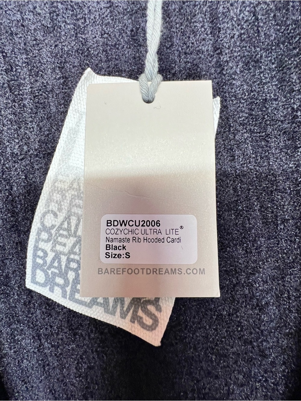 Barefoot Dreams Namaste Ribbed Hooded Cardigan Black Size S - Picture 6 of 12